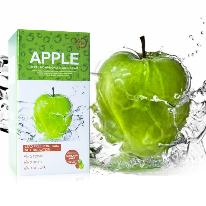 Natural 500ml*2/Pack Apple Hair Color Cream Ammonia Free100% Gray Hair Coverage Apple Hair Color Black Hair Dye Shampoo for Men