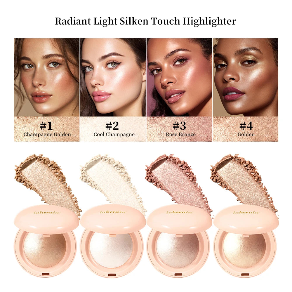 Face Highlighter Powder Instant Silky Skin Glow Long Lasting Waterproof Baked Shimmer Illuminator Makeup Contouring Glitter