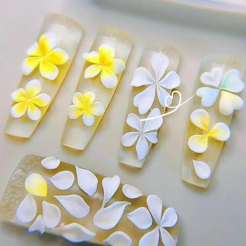 3D Silicone Flower Nail Art Carving Mold Acrylic Hibiscus Floral Five-Petal Blossom DIY Nail Art Decoration Transparent Template