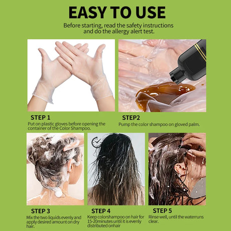 Rosemary Black Hair Dye Shampoo 500ml Diy Herbal Coloring Hairs Instant Gray To Black Instant Coloring Shampoo For Women&Men
