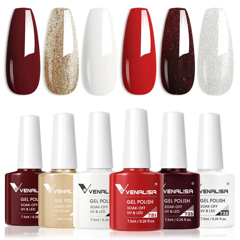 VIP5 Venalisa Nail Gel Polish Jelly Color HEMA/TPO FREE Nude Pink Semi Permanent Soak Off UVLED Gel Polish Sparkle Gel Varnish