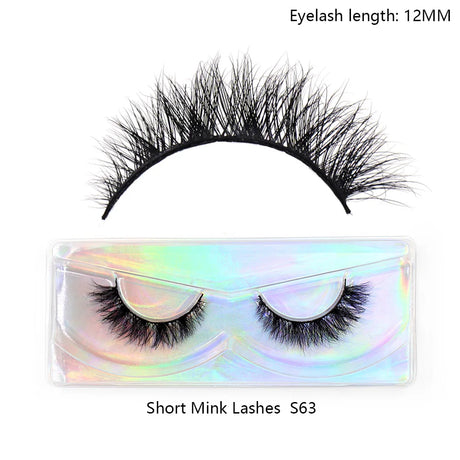 LEHUAMAO 12mm-15mm Short Natural 3D Mink Lashes Fluffy Wispy False Eyelashes 100% Cruelty Free Eyelash Extensio Face Makeup