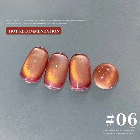 MN 1-20pcs 12ML Pink Gold Cat Eye Ocean Bubble Glass Beads Cat Eye Gel Nail Polish Blue Nails UV Light Nails Green Nails