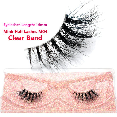 Half Lashes Short Mink Eyelashes Fluffy Soft False Eyelashes Wispy Cross Strip Eye Lashes Natural Mink Eyelash Extension Makeup