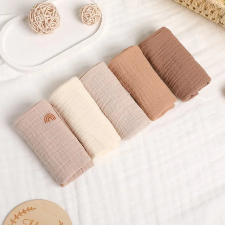 3/5Pcs 6-Layer Pure Cotton Baby Cotton Washcloth Soft Gauze Cotton Newborn Burp Cloth Absorbent Baby Towels Square Towels