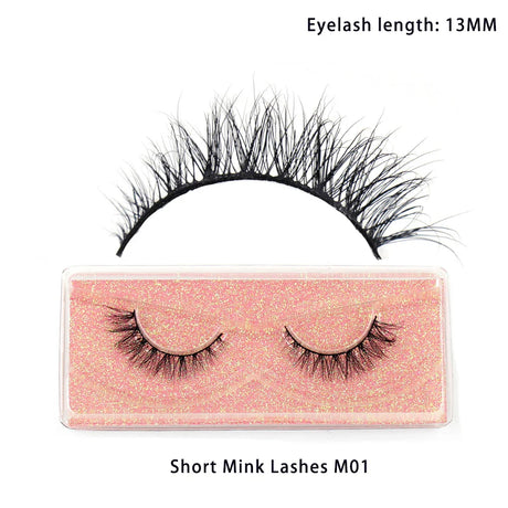 LEHUAMAO 12mm-15mm Short Natural 3D Mink Lashes Fluffy Wispy False Eyelashes 100% Cruelty Free Eyelash Extensio Face Makeup