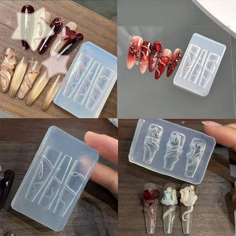 1/3 Pcs 3D Snake Nail Silicone Carving Mold DIY Decoration Art Beauty Charm Template UV Gel Manicure Supplies