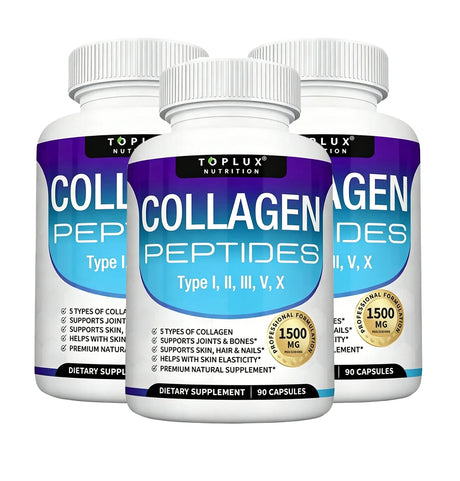 Premium Collagen Peptides Supplement 1500mg Collagen Peptides Complex for Hair, Nails, Skin, Bone & Joint Health - 90 Capsules