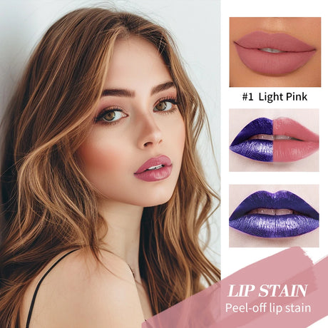 Blading Lip Gloss Peel and Stick Set Long-lasting Waterproof Pink Lip Gloss Transfer Resistant Natural Lip Cosmetics 3 Colors