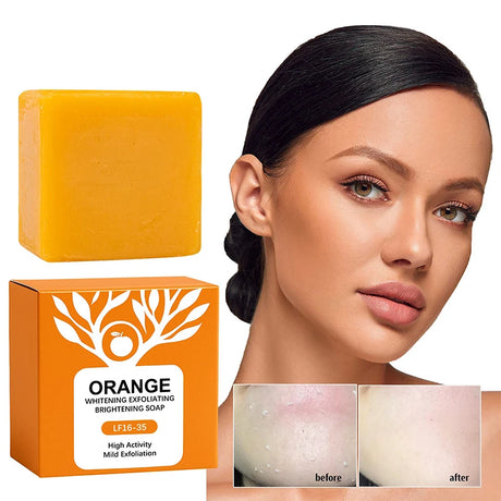 100g Orange Enzymes Mild Exfoliating Brightening Soap Bar,Face Body Gentle Cleansing Hydrating Moisturizing,Smooth Tender Skin