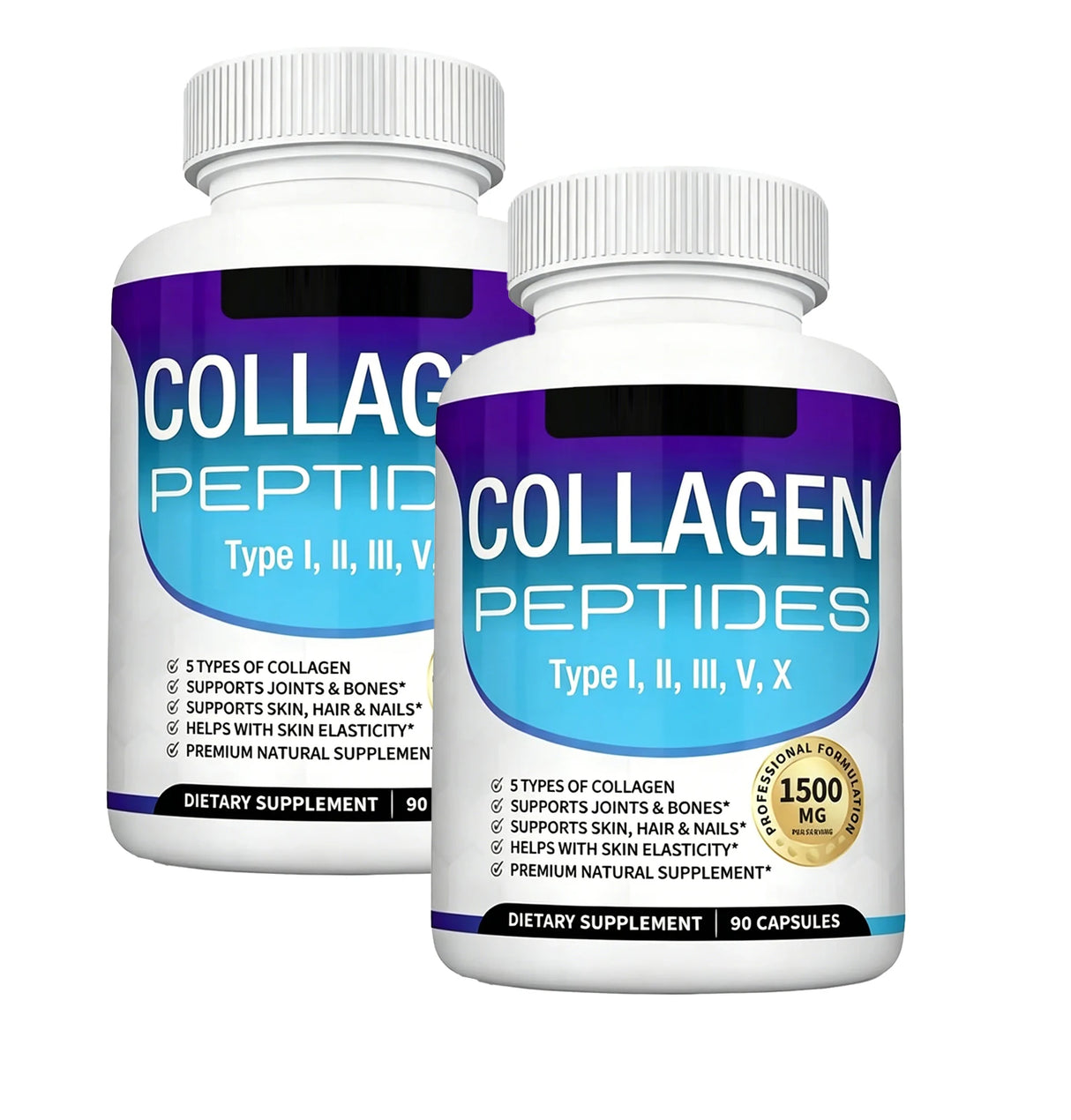 Multi Collagen Peptides Capsules 1800mg Type I,II,III,V,X Hydrolyzed Protein Collagen Complex for Skin, Hair, Nails, Joint
