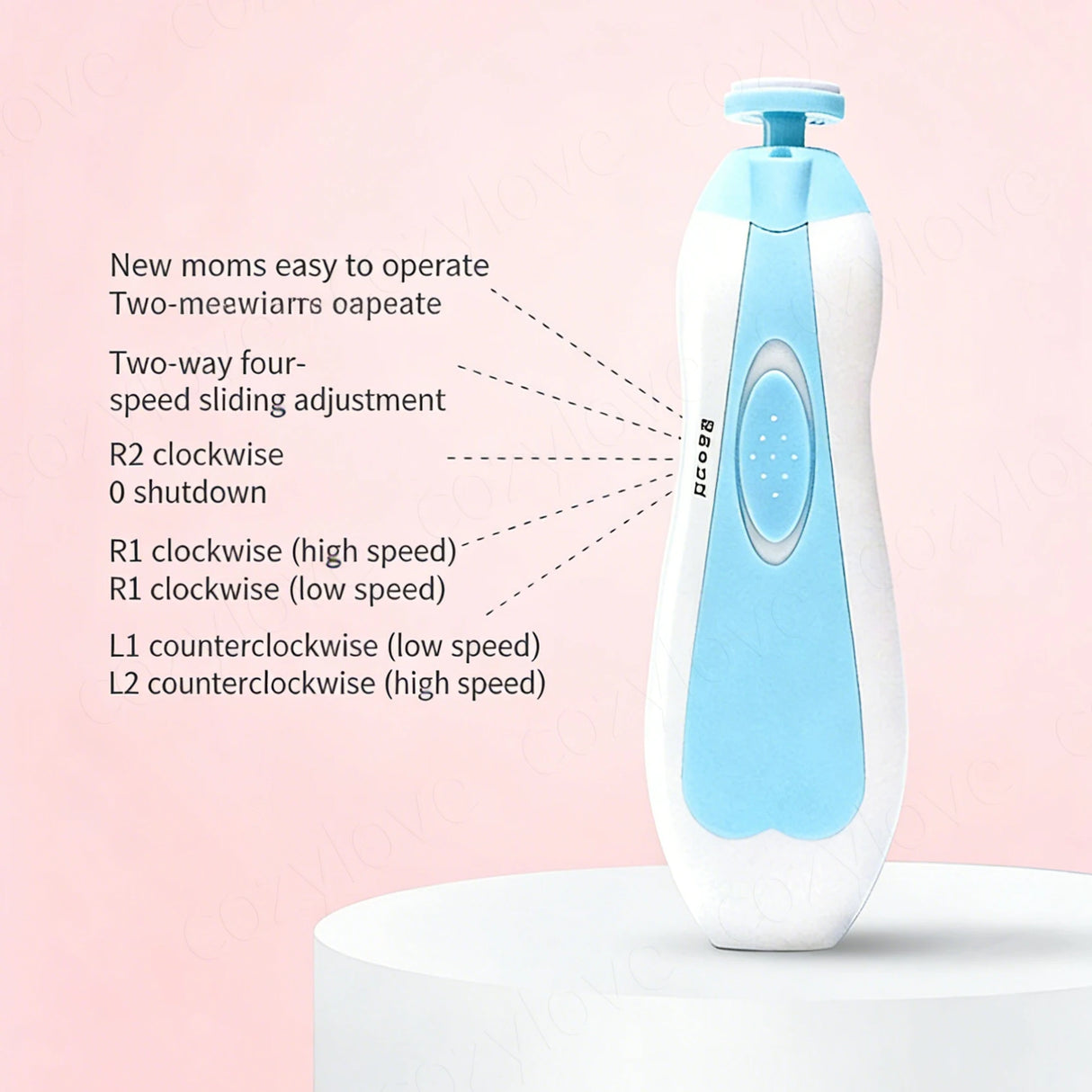 Electric Baby Nail Trimmer Set with 6 Grinding Heads | Safe Infant Nail File for Newborns & Toddlers, 4 Color Options