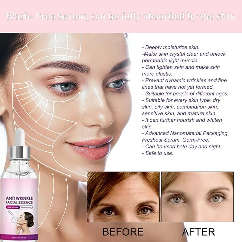Collagen Pepide& Arginine Anti Wrinkle Facial Serum Moisturizing & Repairing Skin Fine Lines Eyes Crow's Feet Neck Wrinkles