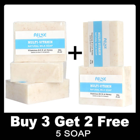 AILKE Multivitamins Natural Milk Soap, Brightening, Nourishing And Firming Skin, Gentle Cleansing, For Face, Body, 200g/7 oz
