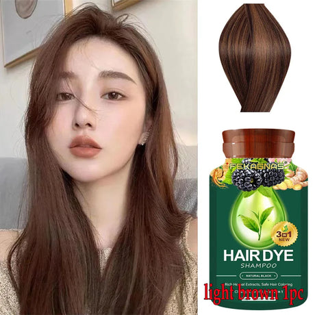 Pure Natural Herbal Hair Dye Shampoo Change Hair Color Cover Gray Hair White Hair Treatment Bubble Plant Hair Dye Hair Care