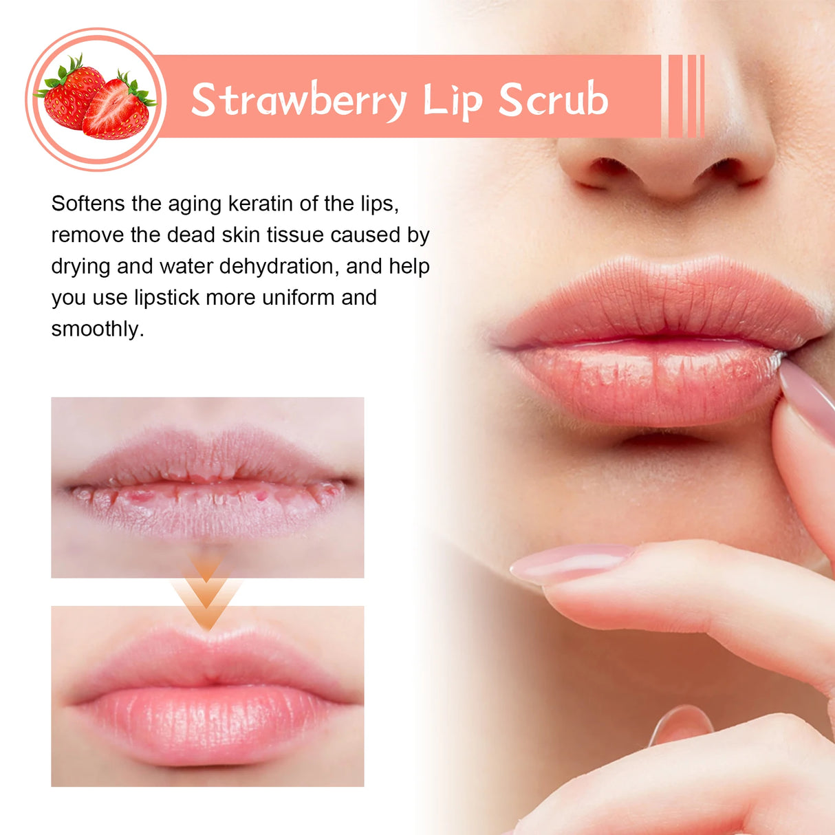 Lip Scrub Fruit Strawberry Orange Honey Brightening Lip Color Exfoliating Deep Cleaning Dead Skin Lipstick Moisturizing Lip Care