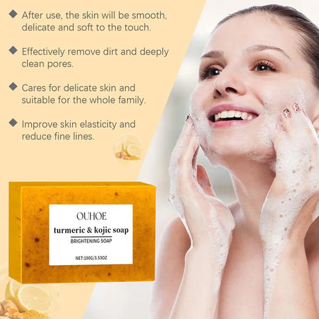 100g Turmeric Soap, Lemon Kojic Acid Soap, Shower And Facial Soap Body Care Face Cleanser Turmeric Soap Body and Face Cleaning