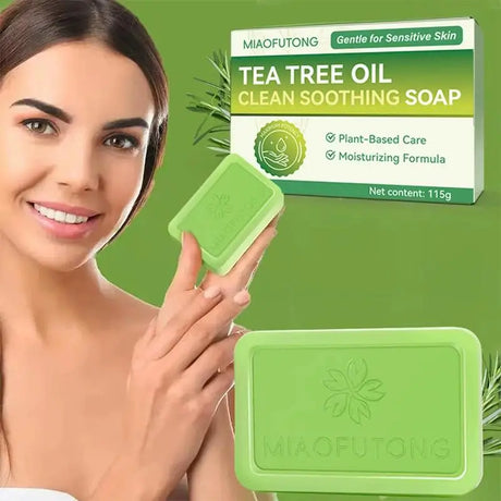 Tea Tree Oil Soap Bar for Men Women Natural Plant Extract Handmade Soap Deep Cleansing Soothing for Dry Skin Exfoliate Skin Care