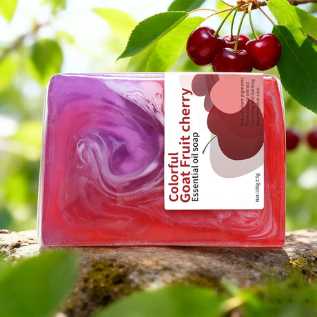Fruit Cherry Organic Handmade Soap Natural Cherry Essence Nourishes Skin Moisturizing Cleansing Whitening Soap