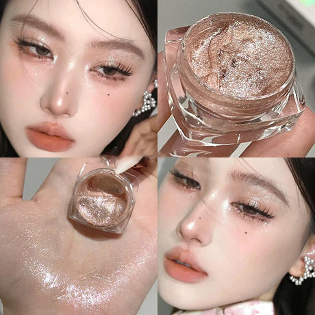 Diamond Purple Liquid Gel Eyeshadow Pearl Glitter Body Highlighter Sequins Monochrome Shimmer Brighten High Gloss Quick Drying