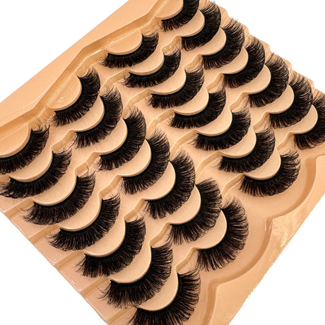 AMSDCN 14 Pairs 3D Lashes Fluffy False Eyelashes Thick Volume Cat-Eye Faux Lashes Natural Long Wispy Lashes extension Pack