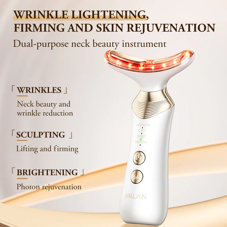ANLAN Dual Polar Neck Beauty Device with 24K Gold Anti-aging Remove Double Chin Facial Lifting 5 Color LED Warm Facial Massager