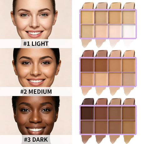 8 Shade Cream Concealer Palette Waterproof Full Coverage Multi-Function Cream Blemishes & Cover Long-Lasting Korean Makeup