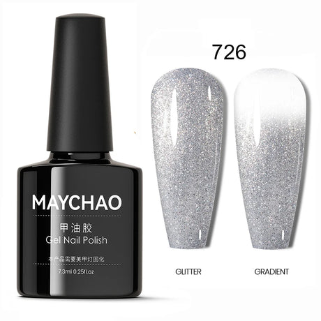MAYCHAO Glitter Gel Nail Polish 7.3ml Semi-permanent Sequins Shiny Gel Base Top Coat Soak Off UV LED Varnish Nail Art Decoration