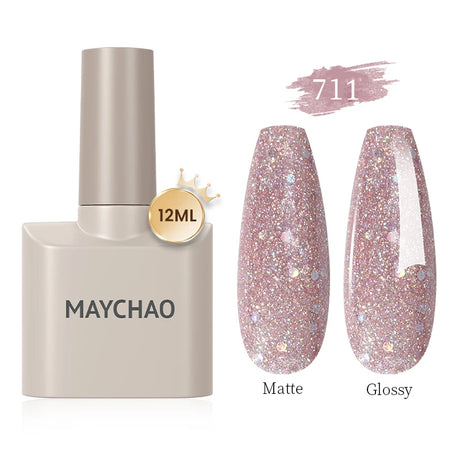 MAYCHAO Gel Nail Polish 12ML Full Coverage Base Top Coat Soak Off Gel Polish UV LED Gel Semi Permanent Varnishes Design Nail Art