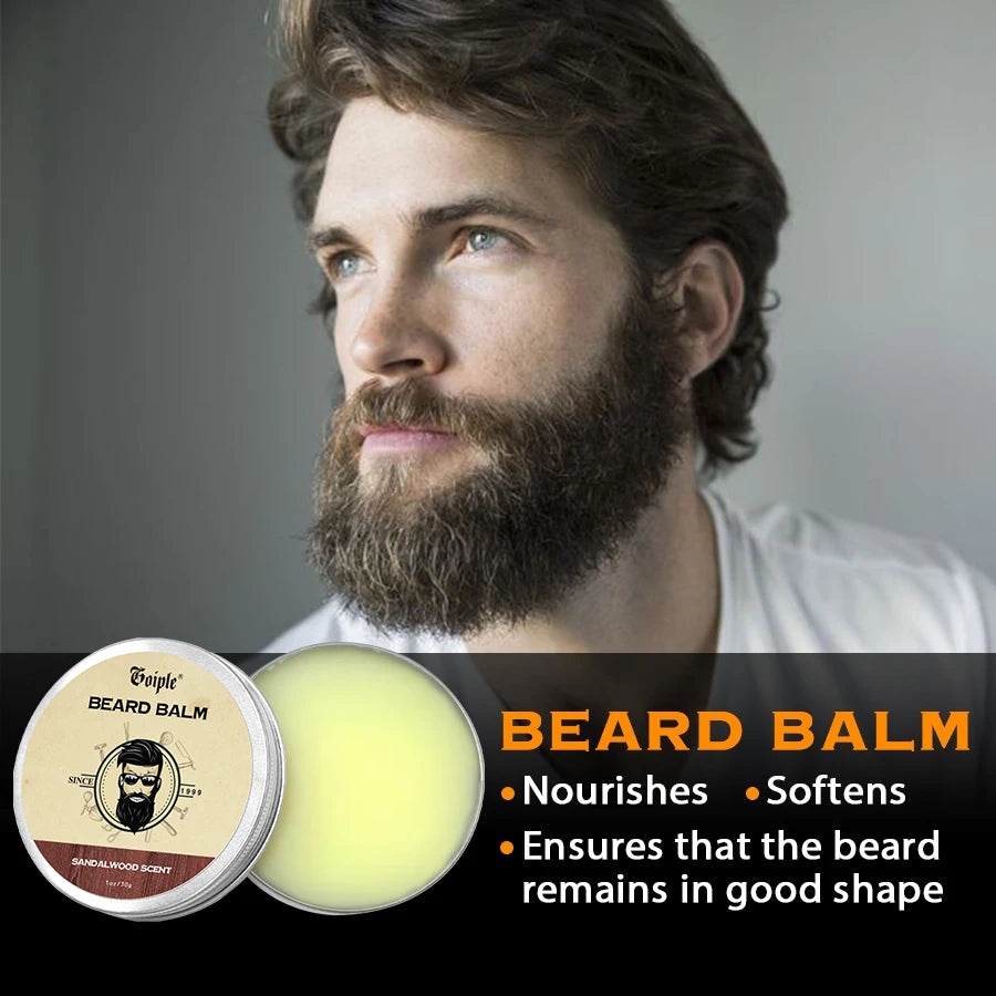 GOIPLE Beard Growth Care Kit Moustache Shampoo Conditioning Oil Deep Clean Wash Moisturizing Whiskers Balm Smoothing Products