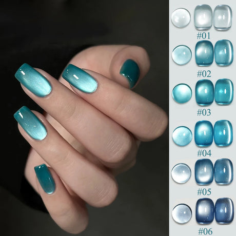 WS Black Glass Cat Magnetic Gel Nail Polish Punk Style Nail Art Manicure Varnis Semi Permanent Gel for Winter Nail Supplies