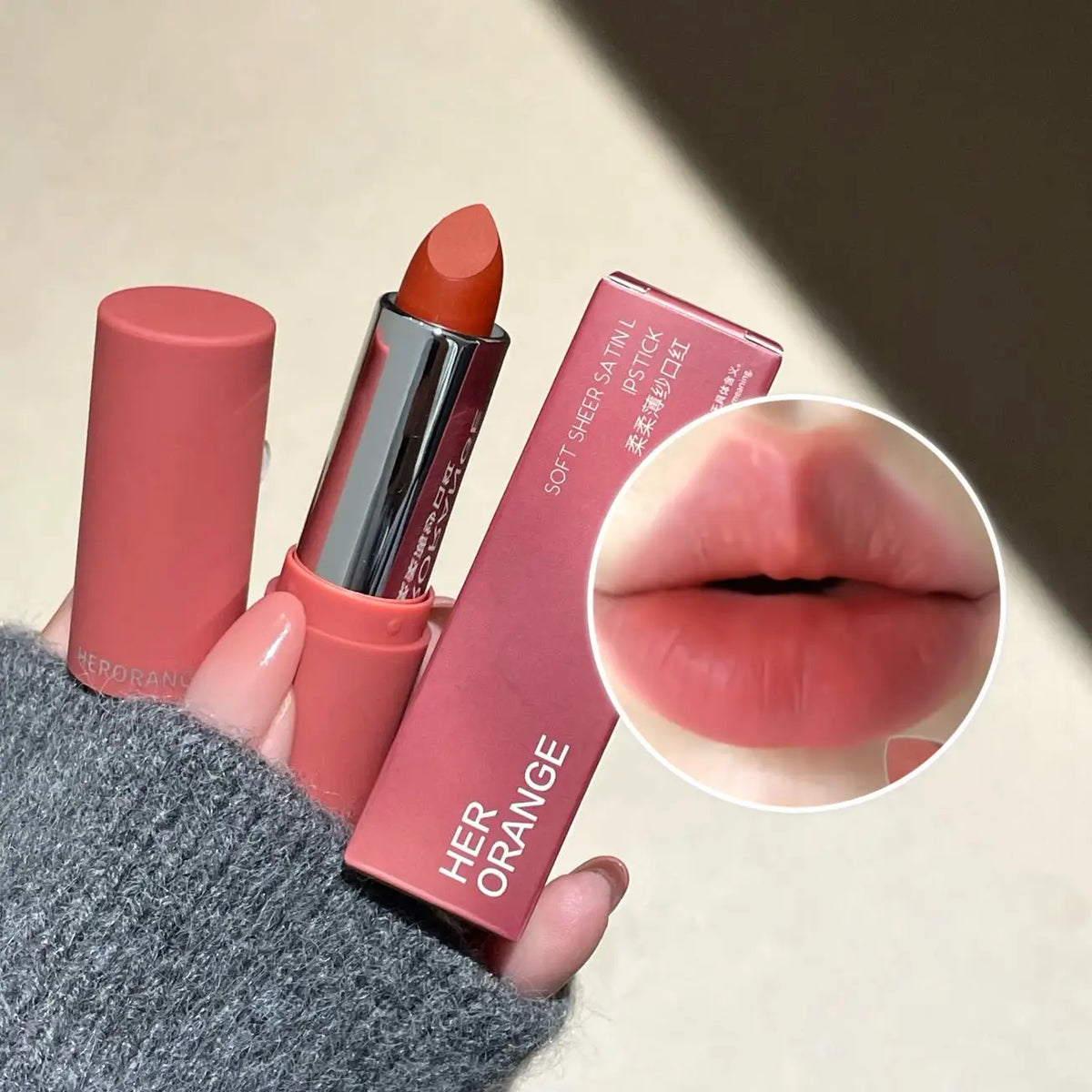Herorange Sheer Matte Lipstick Soft Texture Non Drying Long Lasting Transfer Proof Natural Tones for All Skin Tones