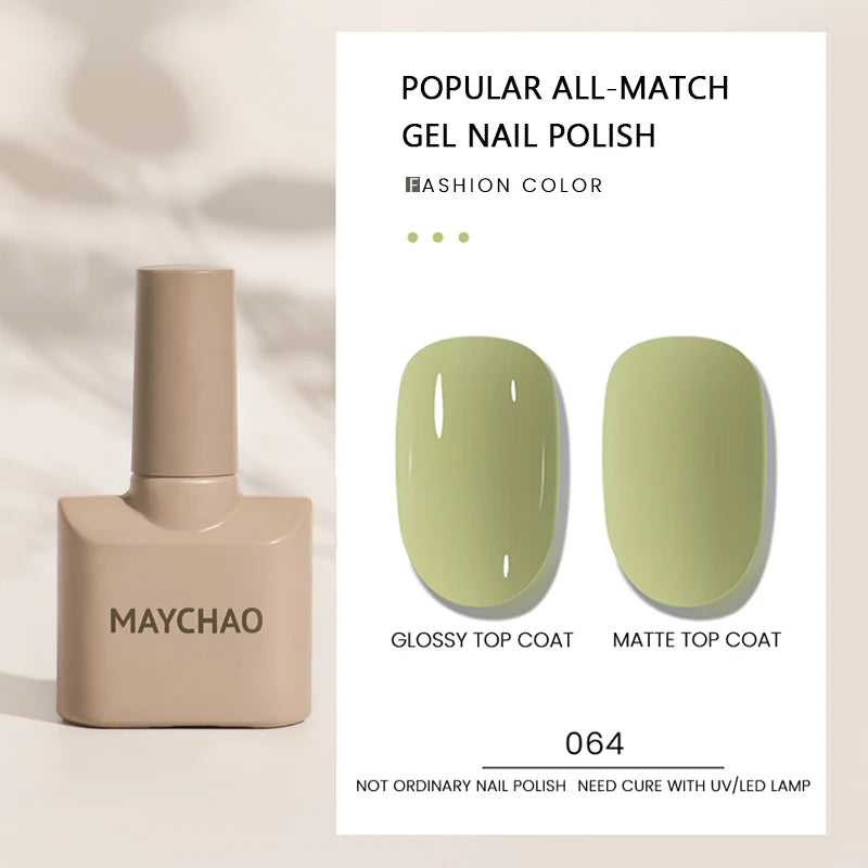 MAYCHAO Gel Nail Polish 12ML Full Coverage Base Top Coat Soak Off Gel Polish UV LED Gel Semi Permanent Varnishes Design Nail Art
