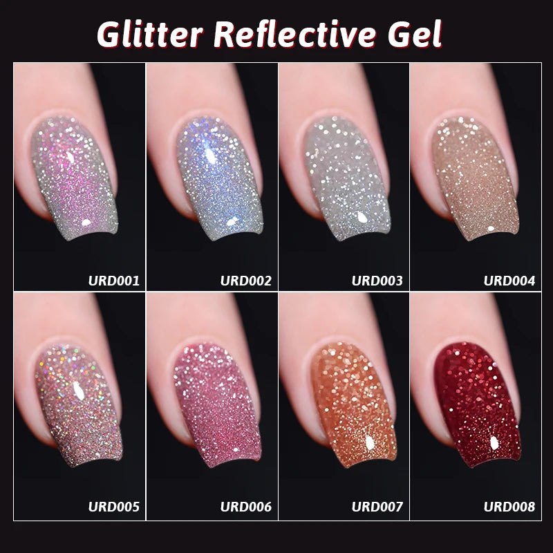UR SUGAR 15ml Chameleon Pink Purple Reflective Gel Nail Polish Glitter Gorgeous Semi Permanent Soak Off UV Gel For Nail Art