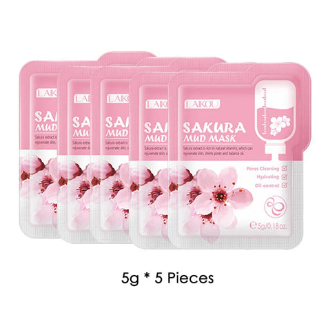 5pcs LAIKOU Eggplant Mud Mask Oil Control Moisturizing Anti-Acne Anti Wrinkle Whitening Cleansing Clay Mask Skin Care Face Mask