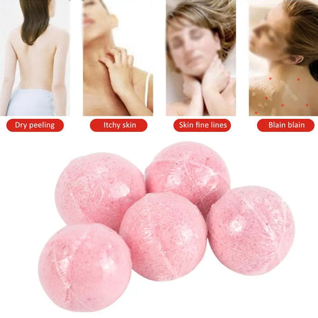 5Pcs Organic Bath Bombs Natural Mini Handmade Bathing Foot Spa Bomb Rich Essential Oils Moisturizing Dry Skin Relaxing Scents
