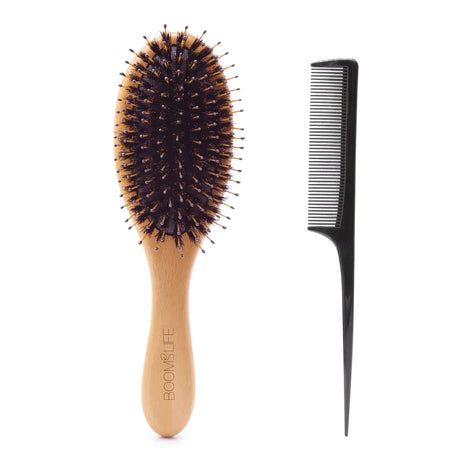 Bristle Hair Brush Women Hair Anti-Static Scalp Massage Comb Wood Hair Brush for Curly Thick Long Hair Detangler