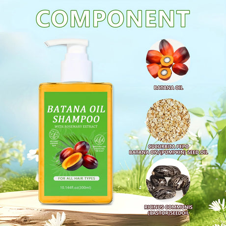 Organic Batana Oil Shampoo: Soothing Scalp, Intense Repair & Nourishing with Rosemary Extract for All Hair Types