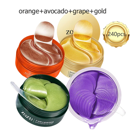 240pcs=120pairs Eye patches Hyaluron Acid & Gold & Seaweed & Black Pearl Hydrating Moisturizing Crystal Collagen Gel Eye Mask