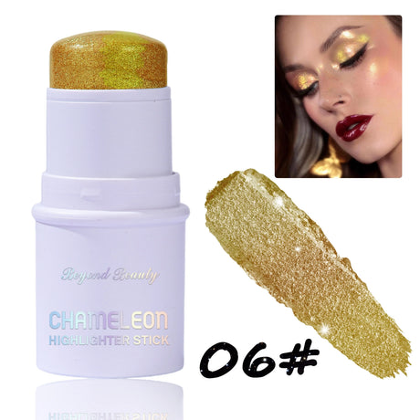 Chameleon Holographic Glitter Shimmer Highlighter Stick, Makeup for Face and Body, Color Changing Glitter Stick Under Light