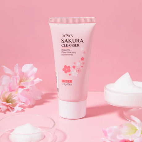 LAIKOU Japan Sakura Cleanser Gentle Deep Cleaning Oil Control Moisturizing Shrink Pores Face Skin Care Skin Cleanser 50g