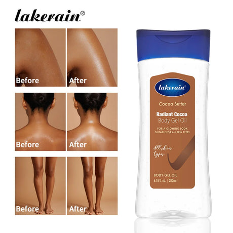 Lakerain Cocoa Body Gel Oil Skin Care Deep Hydrating 200ml Body Oil Cocoa Butter Moisturizing Radian For All Skin Types