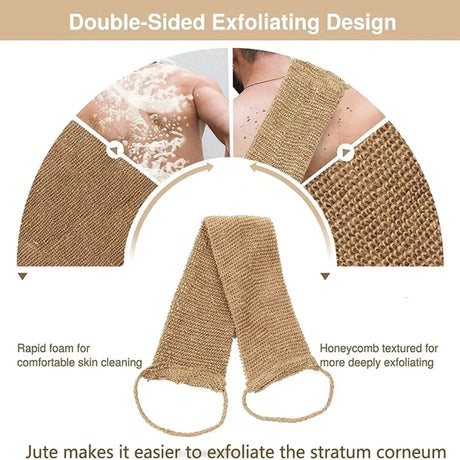 Hemp Back Scrubber Bath Towel Exfoliating Loofah Body Scrubber Back Strap with Glove for Back Shower Washcloth Body Cleaning Kit