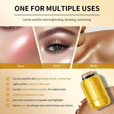 4Colors Highlighter Stick Brightening Skin Tone Contouring Natural Stereo Concealer Blush Multi-Purpose Stick