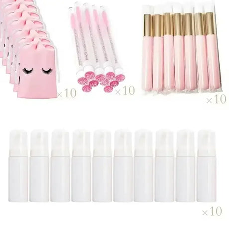40pcs Empty Lash Shampoo Bottles and Brushes Set, Foam Pump Dispenser, and Nose Pore Deep Cleaning Brush,Eyelash Extension Tube