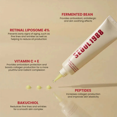 Korean 1988 Retinol Face Care Serum,Black Ginseng Niacinamide Vitamin C Moisturizing Firming Ampoule,Anti Aging Wrinkle Skincare