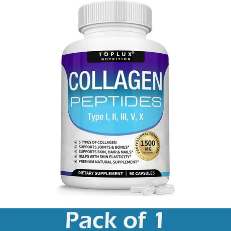 Multi Collagen Peptides Capsules 1800mg - Hydrolyzed Protein Collagen Complex Pills Promotes Skin & Hair , Joint for Men Women