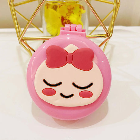 Baby Girls Kawaii Cute Cartoon Animal Folding Massage Comb with Makeup Mirror for Children Travel Portable Plastic Hair Brush