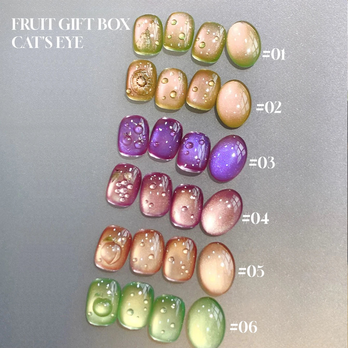 MN 1-20pcs 12ML Pink Gold Cat Eye Ocean Bubble Glass Beads Cat Eye Gel Nail Polish Blue Nails UV Light Nails Green Nails