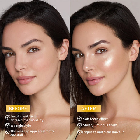 Highlighter Powder LongLasting Waterproof Face Instant Silky Skin Glow Baked Shimmer Illuminator Makeup Contouring Glitter